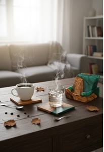 Ensemble de sous-verres carrés en noyer, finition brillante de luxe, écologiques, durables, très demandés, pour la décoration de table à prix abordable - Product Image 5