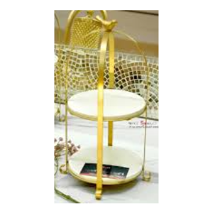 Support à gâteau plaqué or à 2 niveaux en métal de qualité supérieure Nouveau design pour la maison Meilleure finition pour les décorations de table de fête de mariage - Product Image 1