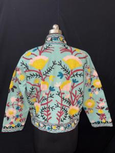 Veste courte brodée Suzani grise, cadeau spécial de Noël, veste brodée Suzani en coton, vestes de bombardier courtes décontractées chauffées - Product Image 4