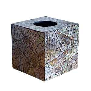 Producto de alta calidad al por mayor de nácar y resina incrustaciones caja de pañuelos fregona soporte de pañuelos de resina de la India - Product Image 2