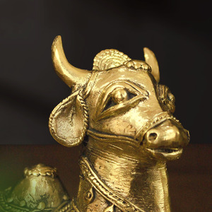 Hecho a mano respetuoso con el medio ambiente Dhokra Art Nandi Idol Metal Característica para Diwali Ocasiones (5 pulgadas) - Product Image 2