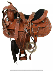 Silla de montar premium de cuero genuino DD para carreras de barriles y espectáculos ecuestres, hecha a mano, ligera y cómoda para rendimiento en rodeo. - Product Image 6