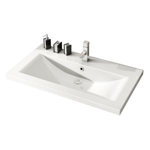 Meuble de salle de bain suspendu Perseo 90 CM avec lavabo et miroir, accessoires de salle de bain - Product Image 4
