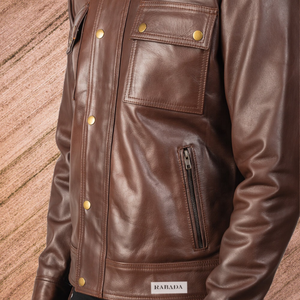 แจ็กเก็ตหนังสไตล์แฟชั่นแท้สำหรับผู้ชาย/2023แจ็กเก็ตหนังแท้สำหรับผู้ชาย - Product Image 3