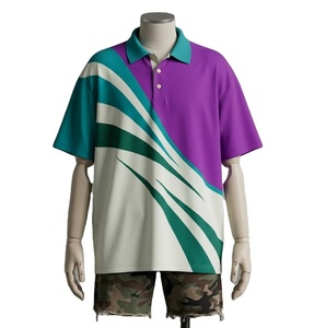 Polo de sport personnalisé 240 grammes, coupe oversize, sublimation, streetwear coloré, pour homme - Product Image 1