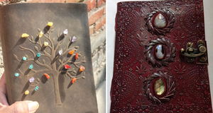 Agate Stone Leather Journals with Star Embossed Made with Cotton Handmade Papers for Resale - Product Image 3