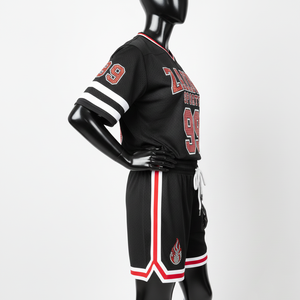 Ensemble de short en jersey de sport pour femmes Tissu en polyester de qualité supérieure 160 GSM Style de panneau léger Logo personnalisé Ensembles pour femmes 100% coton - Product Image 3