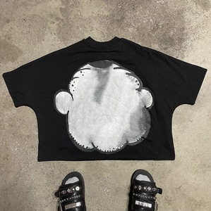 Fabricant personnalisé de t-shirts courts Boxy T-shirt à bords coupés T-shirt graphique vintage en coton noir lavé à l'acide pour hommes vente en gros - Product Image 3