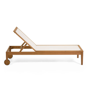 เก้าอี้อาบแดดทำจากไม้สักแสนสวยพร้อมล้อปรับระดับได้สบายสำหรับกลางแจ้ง - Product Image 2