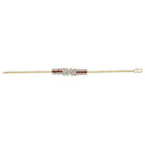 Pulsera chapada en oro Eugenia, joyería de aleación étnica religiosa de piedra austriaca roja con diamante de perla para regalo de boda-1401701 - Product Image 1