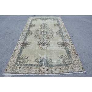 พรมตุรกีวินเทจขนแกะสีเบจ9.9ft 5.4 X แบนสานแบบเย็บปะติดปะต่อกันสำหรับตกแต่งห้องนั่งเล่นห้องโถงใช้ยางรอง - Product Image 1