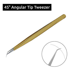 Diseño de corazón Acabado de impresión de diamante Pinzas de extensión de pestañas de acero inoxidable Ángulo de 90 grados - Product Image 6