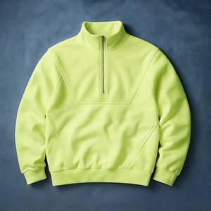 Mens <b>Orange</b> Quarter Zip <b>Fleece</b> Jacket Casual Stand Collar Long Sleeve Pullover Breathable Solid Color Autumn Wear Wholesale - Product Image 5