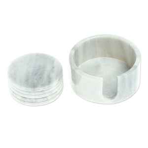 Ensemble de six sous-verres en marbre onyx de luxe avec support, accessoires élégants pour table basse - Product Image 1