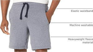Shorts en polaire pour homme 100% coton Tissu en laine écologique uni Taille élastique Confort Décontracté Entraînement Durable Ajusté - Product Image 2