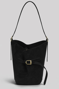 Bolso de Hombro de Lujo para Mujer, Tipo Cubo, de Gamuza Negra, con Logotipo Personalizado, OEM, ODM, Marca Privada - Product Image 3