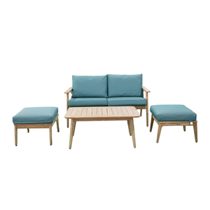Juego de sofás minimalistas azules para exteriores con mesa de centro de madera para muebles de patio en Garden Homes Villas o Resorts - Product Image 4
