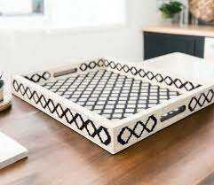 ถาดสี่เหลี่ยมทรงทันสมัยทำมือ ทนทาน ตกแต่งด้วยกระดูกงู เหมาะสำหรับโต๊ะกาแฟ โต๊ะเครื่องแป้ง หรือตกแต่งบ้าน - Product Image 4