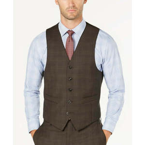 Gilet da Uomo Michael Kors Classic-Fit in Tessuto Elasticizzato Airsoft, Marrone, Taglia L, con Decorazione a Bottoni - Product Image 1