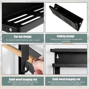 Porte-épices magnétique avec rouleau porte-serviettes en papier et 2 crochets Étagère magnétique Organisateur d'épices pliable - Product Image 4