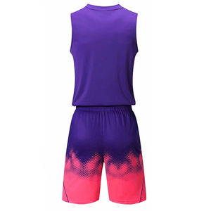 Ensemble de maillots de basket-ball personnalisés imprimés par transfert de chaleur pour adultes Nouveaux vêtements de basket-ball antibactériens personnalisables sans manches 100% - Product Image 6