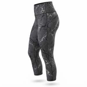 Way Stretch Design Lightweight Construction Comfortable Waistband Women <b>Capri</b> <b>Legging</b> Featuring Soft Polyester Material Four - Product Image 4