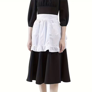 Delantal Blanco <span class=keywords><strong>de</strong></span> Una Pieza con Volantes para <span class=keywords><strong>Camarera</strong></span>, Delantales <span class=keywords><strong>de</strong></span> Cocina para <span class=keywords><strong>Mujer</strong></span>, Adecuados para Restaurantes, Cafeterías y Bares - Product Image 3