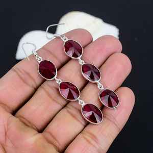 Boucles d'oreilles ovales en grenat rouge, argent sterling 925 plaqué or, certifiées IGI, cadeau élégant pour femme, anniversaire, fête, occasion spéciale - Product Image 5