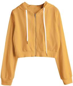 Custom Women <b>Zip</b> <b>up</b> Hoodies <b>Cropped</b> <b>Hoodie</b> Fashionable Sweatshirt Fitness Style - Product Image 6