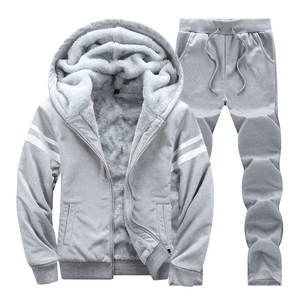 Chándal deportivo de invierno para hombre, ropa deportiva gruesa y cálida con capucha, conjunto de dos piezas para correr y Fitness - Product Image 2