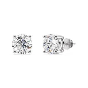 Vêtements quotidiens étincelant classique argent rond Moissanite diamant boucles d'oreilles Solitaire pour femmes bijoux Design élégant - Product Image 1