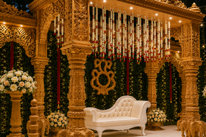 Mandap Portátil de Diseño Elegante para Bodas, con Base Cuadrada Tradicional con Forma de Elefante, Mandap de Madera para Bodas Hindúes, Instalación al Aire Libre - Product Image 3
