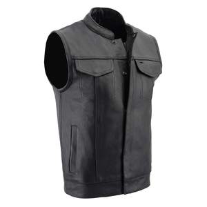 Chaleco de motorista de lana Reversible a la moda para hombre, Chaleco de cuero personalizado bordado con patrón sólido transpirable para moto para otoño - Product Image 2