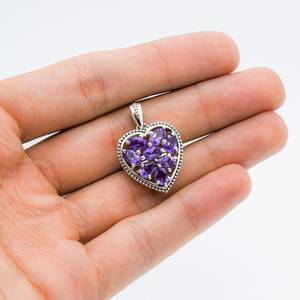 สร้อยคอจี้หัวใจอเมทิสต์925เงินสเตอร์ลิงเครื่องประดับอัญมณีหรูหราของขวัญสำหรับผู้หญิงเครื่องประดับทำด้วยมือ - Product Image 2