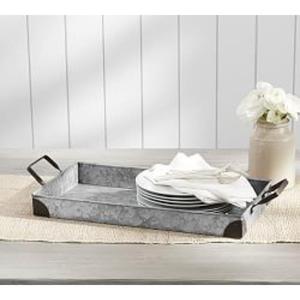 Plateau en acier galvanisé de qualité supérieure pour le service des aliments avec poignées solides idéal pour les pique-niques intérieurs et extérieurs - Product Image 4