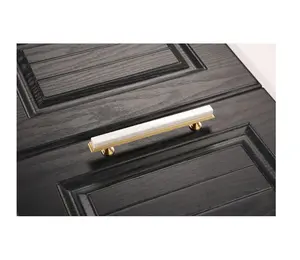 Exquisite Design White Marble Brass Cabinet Kitchen Door handles for cupboards drawers pulls bedroom Wholesale