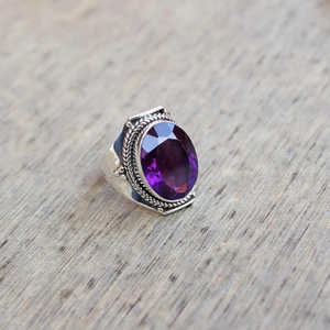 Anillo de Plata de Ley 925 con piedras preciosas de amatista genuinas de diseño clásico más vendido, joyería para mujer a precio mayorista - Product Image 3