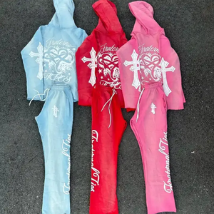 Survêtement d'hiver pour homme à capuche, style hip-hop, 100% coton, respirant, coupe-vent, motif uni, lettre paisley - Product Image 2