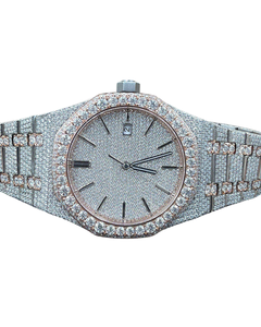 Reloj de pulsera de lujo de acero inoxidable para hombres y mujeres totalmente helado con esfera de diamante movimiento de cuarzo estilo Hip Hop importado de la India - Product Image 4