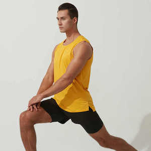 Men's Sleeveless Tank Tops Solid Color Quick Dry O-Neck Sporty Knitted Polyester Gym <b>Running</b> <b>Singlets</b> Multi-Color - Product Image 2