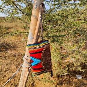 Sac à main en cuir véritable de grande capacité pour femmes Nouveau Handouled Turquoise Saddle Blanket Wristlet Multifunctional Luxury Vintage - Product Image 4