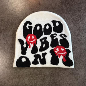 Wholesale Custom Y2K Street Knitted Cold European Ghost Printings Style Woolen Cap for Adults Autumn Winter jacquard beanie - Product Image 5