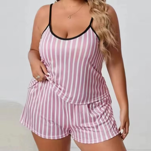 ชุดนอนผ้าไหมซาตินสำหรับผู้หญิง, ชุดนอนพิมพ์ลายรักคอกลมแขนกุด - Product Image 3