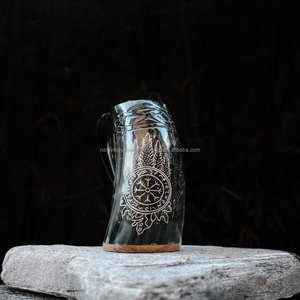 Taza de cuerno de Búfalo con logotipo personalizado de la mejor calidad, taza de café aislada de acero inoxidable artesanal Natural, tazas de viaje - Product Image 2