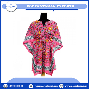 Nouvelle arrivée : Robe kaftan de plage taille unique 100% coton, imprimée à la main, magnifiques kaftans de plage à prix de gros - Product Image 4