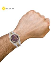 Reloj analógico de moissanita de metal de dos tonos-100% hecho a mano por artesanos indios expertos, reloj automático de moissanita con busto hacia abajo - Product Image 6