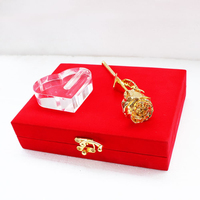 Bunga mawar berlapis emas 24k kualitas tinggi dengan kotak hadiah hati merah hadiah romantis untuk Hari Valentine Hari Ibu