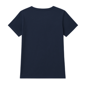 T-shirt pour femme en coton biologique de luxe 100% certifié GOTS, col en V profond bleu marine, pré-rétréci, doux, respirant, coupe classique - Product Image 2