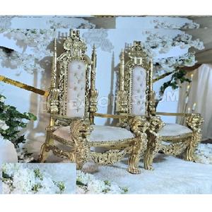 Sillas de novio de novia talladas pesadas para escenario de boda, sillas talladas de novio de novia para boda, sillas de Ceremonia de matrimonio hindú para pareja - Product Image 1