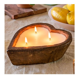 Heart Shape Design Mango Wooden <b>Candle</b> Bowl Natural Finished for Tabletop Decoration Business Gift Christmas Gift Relative Gifts - Product Image 1